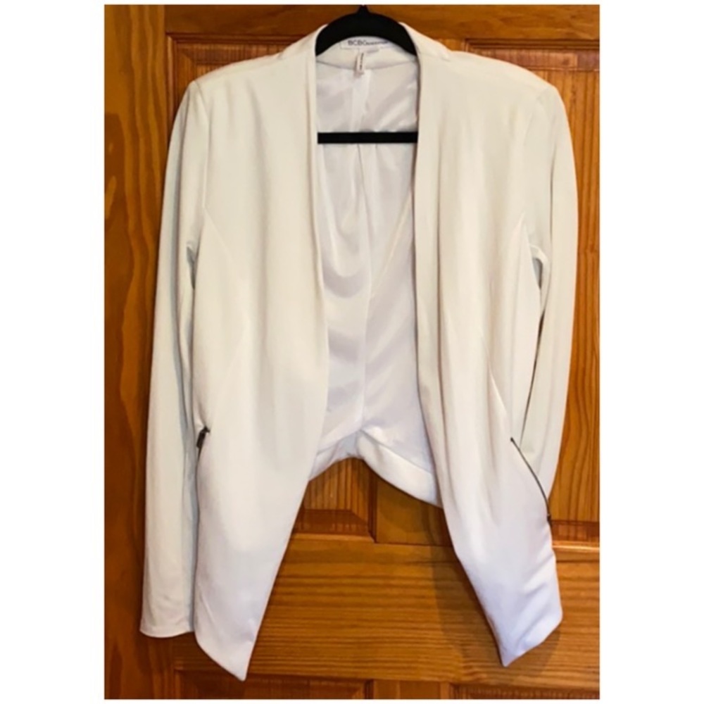 White open-front blazer